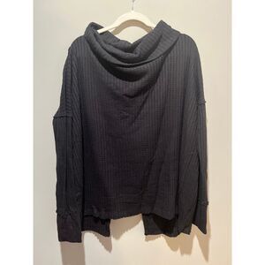 Free People Womens XS Long Black Split Back Long Sleeve MSRP $88 100%Cotton